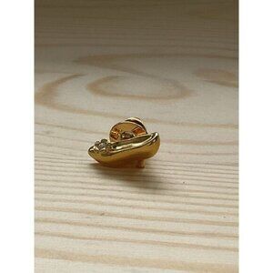 Gold-Tone Avon High Heel Shoe Lapel Pin With Rhinestone Detail